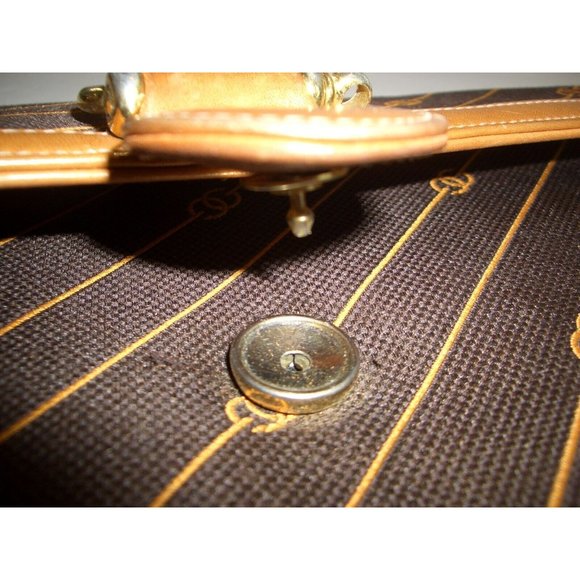 GUCCI early brown logo print XL asymmetrical envelope top clutch - Picture 11 of 13